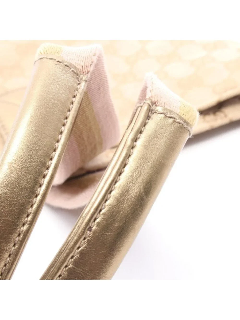 Gucci Tote Bag GG Canvas Sherry Line Gold Beige Pink